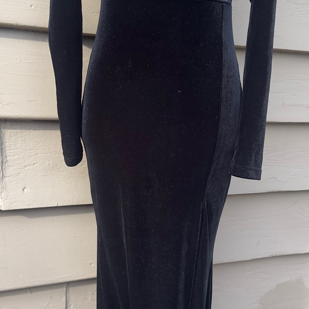 Windsor Black Long Sleeve Fitted Maxi Dress